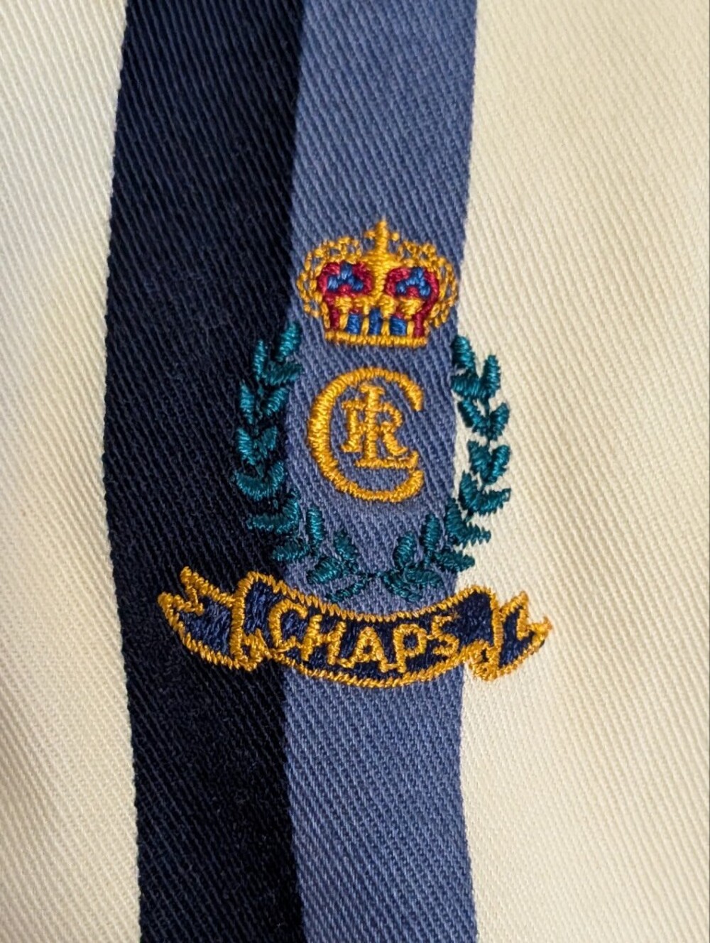 Vintage 90s Chaps Ralph Lauren Striped Shirt Large Long Sleeve Crest Crown - Picture 5 of 8